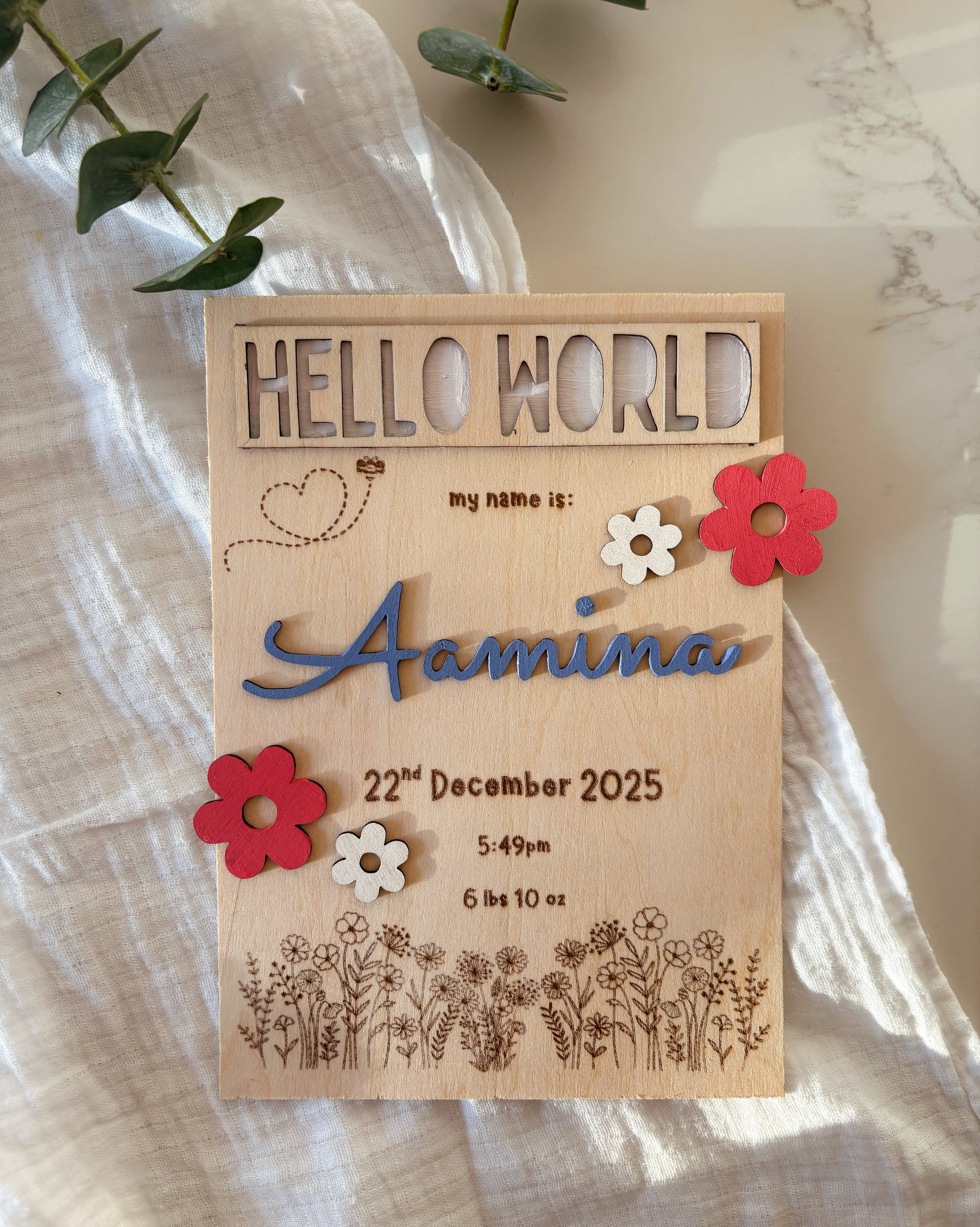 Baby Girl Plaque - Personalised A5 Plaque