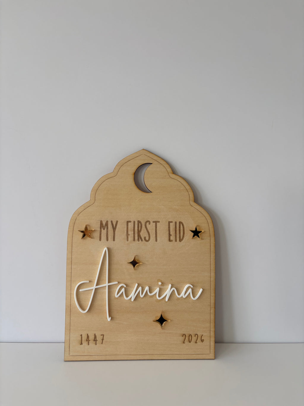 My First Eid Personalised Arched Wooden Plaque