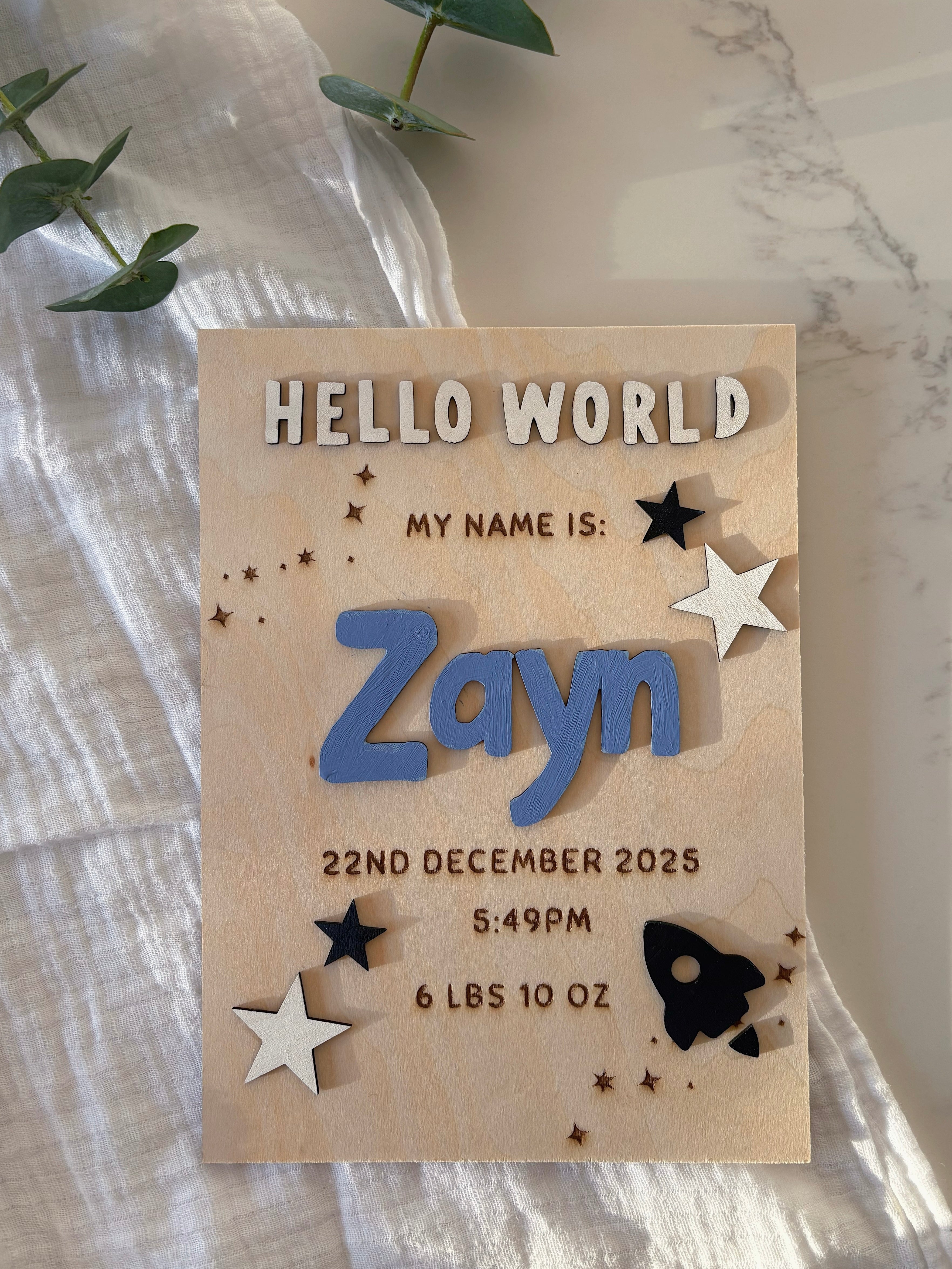 Baby Boy Plaque - Personalised A5 Plaque