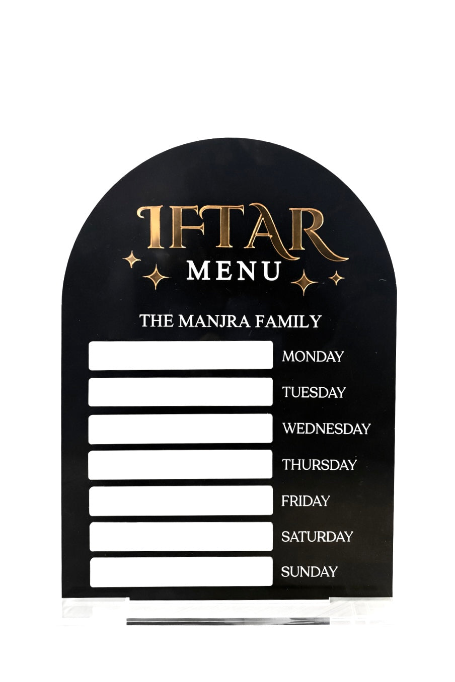 Ramadan Iftar Menu - Personalised A4 Arched Plaque